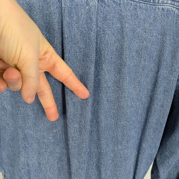 Vintage Talbots Denim Shirt Dress 90s Embroidered Modest Blue Jean Grunge 16P - Picture 16 of 16